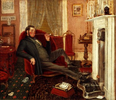 Hombre fumando en un salón, 1862 de John Edward Soden